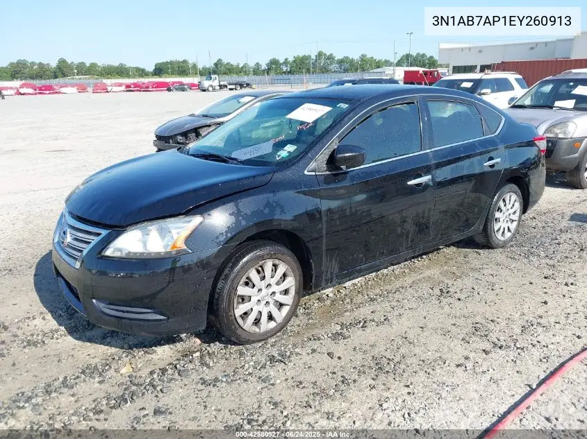 2014 Nissan Sentra Fe+ S/Fe+ Sv/S/Sl/Sr/Sv VIN: 3N1AB7AP1EY260913 Lot: 42580927