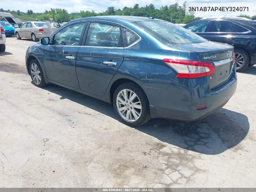 2014 Nissan Sentra Sl VIN: 3N1AB7AP4EY324071 Lot: 42592981