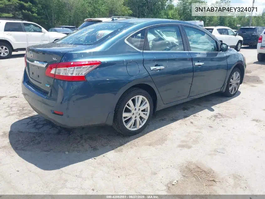 2014 Nissan Sentra Sl VIN: 3N1AB7AP4EY324071 Lot: 42592981