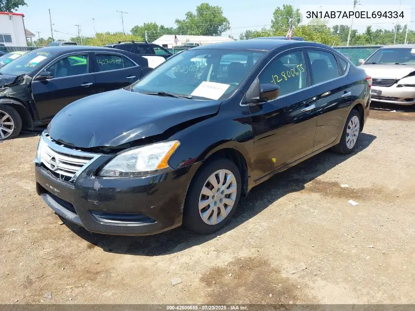 2014 Nissan Sentra Sv VIN: 3N1AB7AP0EL694334 Lot: 42800655