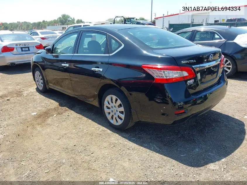 2014 Nissan Sentra Sv VIN: 3N1AB7AP0EL694334 Lot: 42800655