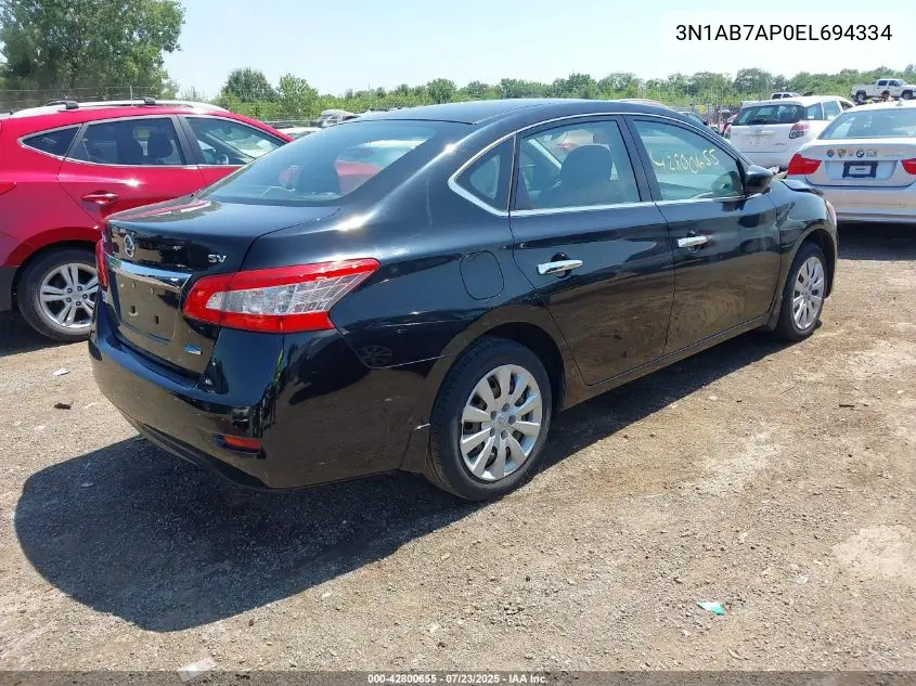2014 Nissan Sentra Sv VIN: 3N1AB7AP0EL694334 Lot: 42800655