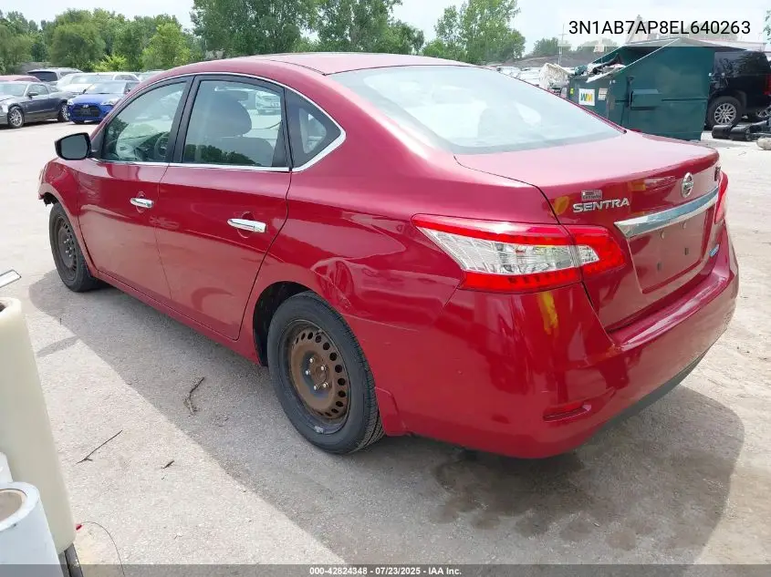 2014 Nissan Sentra Fe+ S/Fe+ Sv/S/Sl/Sr/Sv VIN: 3N1AB7AP8EL640263 Lot: 42824348