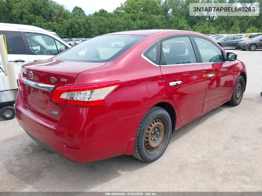 2014 Nissan Sentra Fe+ S/Fe+ Sv/S/Sl/Sr/Sv VIN: 3N1AB7AP8EL640263 Lot: 42824348