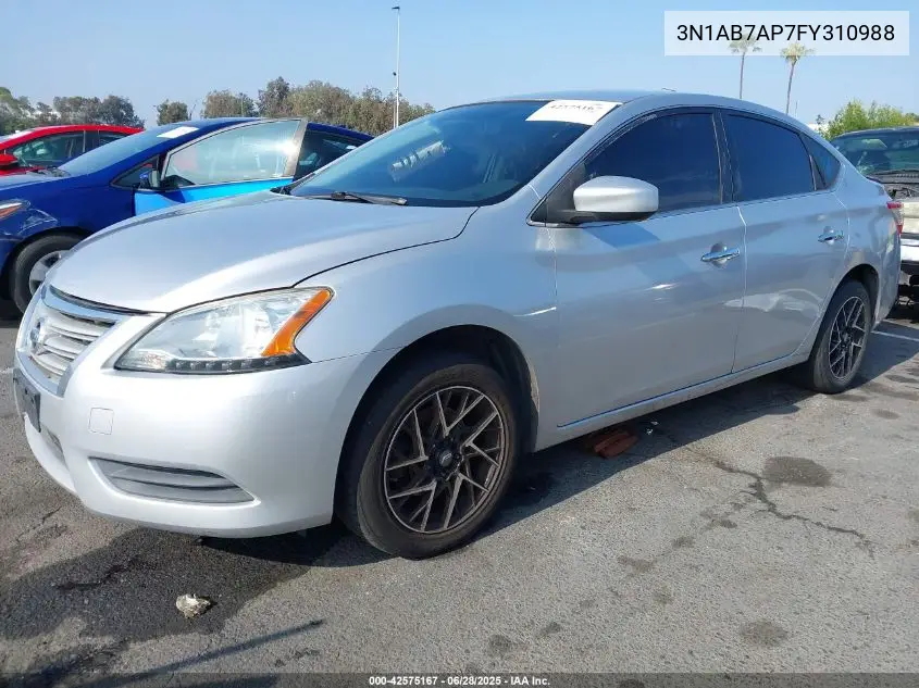 2015 Nissan Sentra Sv VIN: 3N1AB7AP7FY310988 Lot: 42575167