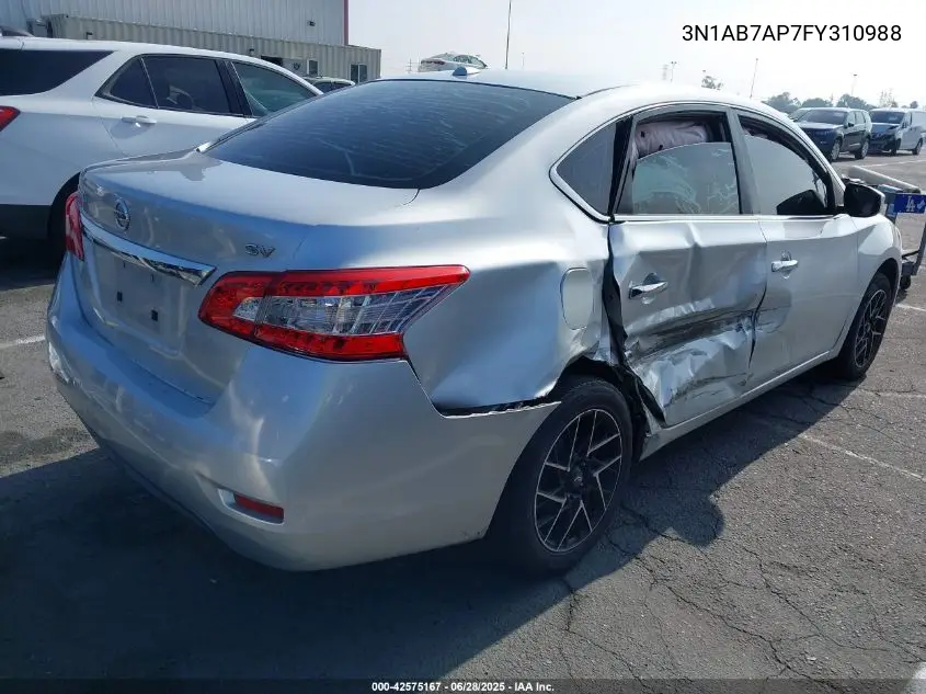 2015 Nissan Sentra Sv VIN: 3N1AB7AP7FY310988 Lot: 42575167