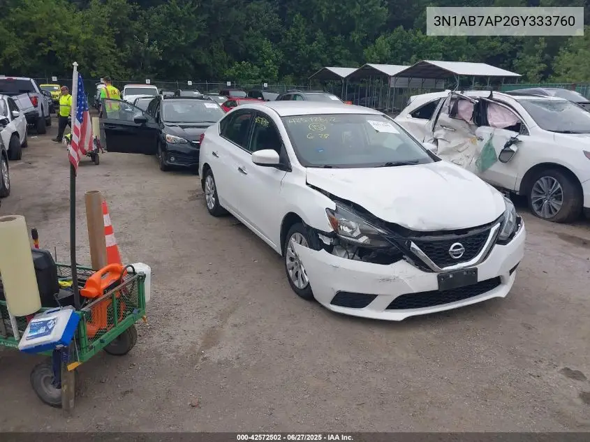 2016 Nissan Sentra Sv VIN: 3N1AB7AP2GY333760 Lot: 42572502