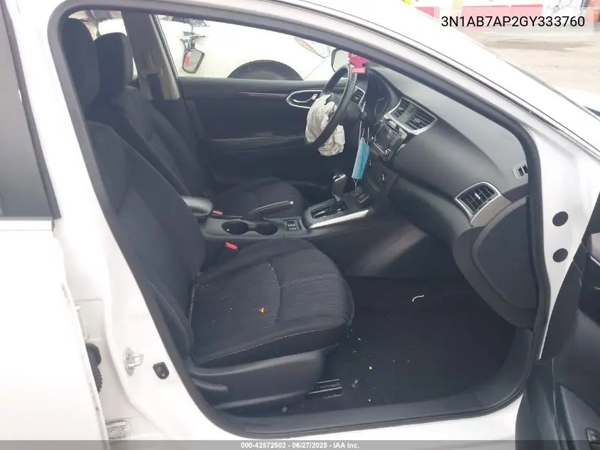 2016 Nissan Sentra Sv VIN: 3N1AB7AP2GY333760 Lot: 42572502