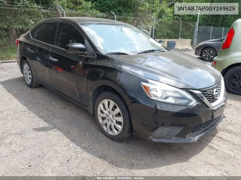 2016 Nissan Sentra Sv VIN: 3N1AB7AP0GY249629 Lot: 42822543