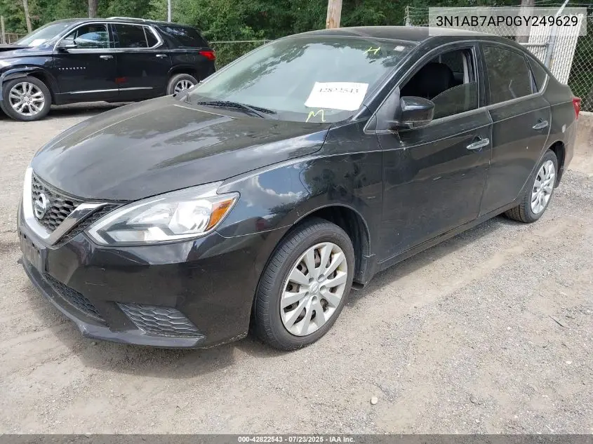 2016 Nissan Sentra Sv VIN: 3N1AB7AP0GY249629 Lot: 42822543