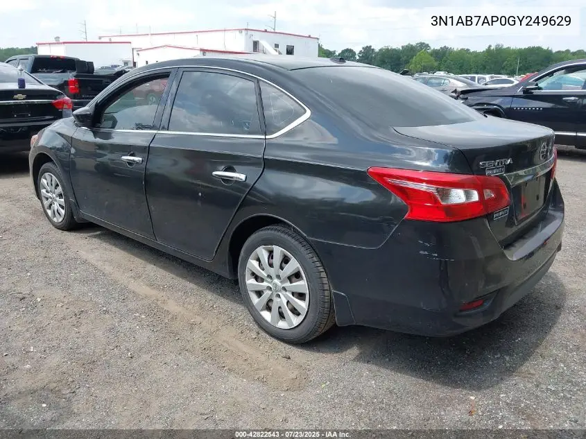2016 Nissan Sentra Sv VIN: 3N1AB7AP0GY249629 Lot: 42822543