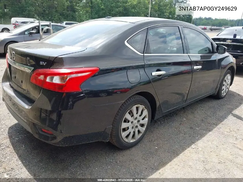 2016 Nissan Sentra Sv VIN: 3N1AB7AP0GY249629 Lot: 42822543