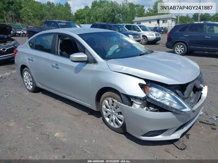 2016 Nissan Sentra Fe+ S/S/Sl/Sr/Sv VIN: 3N1AB7AP4GY241887 Lot: 42825499