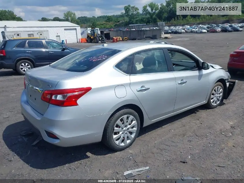 2016 Nissan Sentra Fe+ S/S/Sl/Sr/Sv VIN: 3N1AB7AP4GY241887 Lot: 42825499