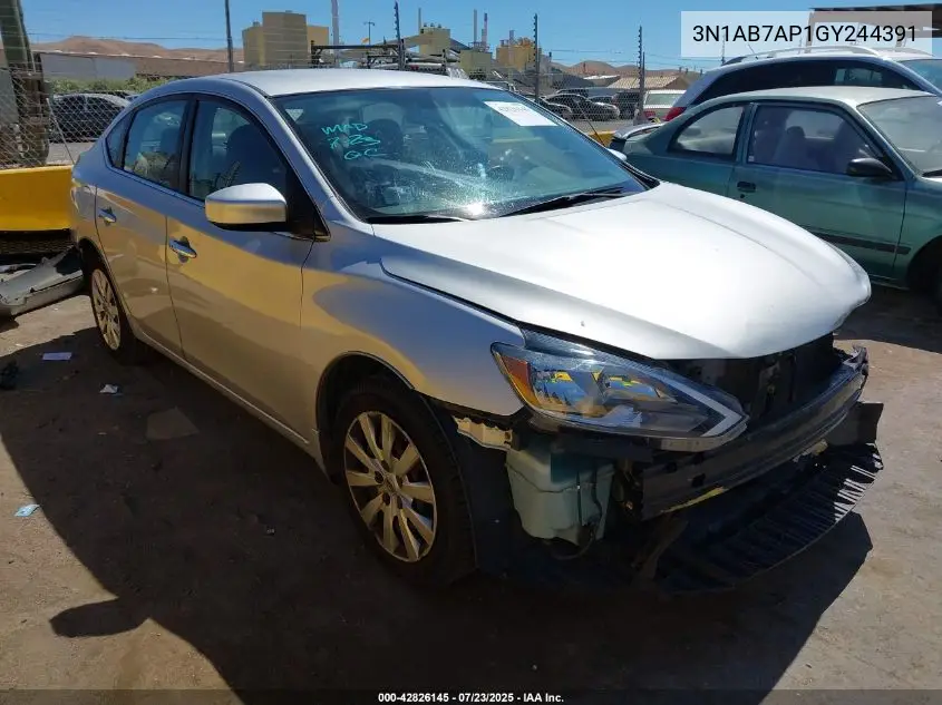 2016 Nissan Sentra Sv VIN: 3N1AB7AP1GY244391 Lot: 42826145