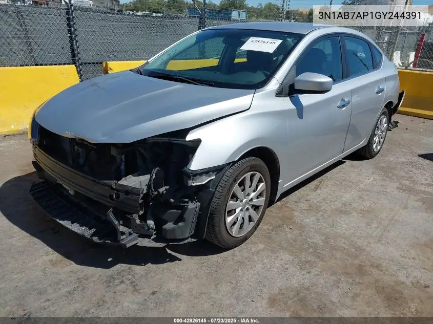 2016 Nissan Sentra Sv VIN: 3N1AB7AP1GY244391 Lot: 42826145