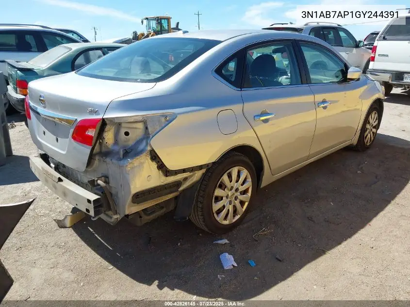 2016 Nissan Sentra Sv VIN: 3N1AB7AP1GY244391 Lot: 42826145