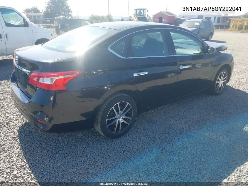 2016 Nissan Sentra Fe+ S/S/Sl/Sr/Sv VIN: 3N1AB7AP5GY292041 Lot: 42827110