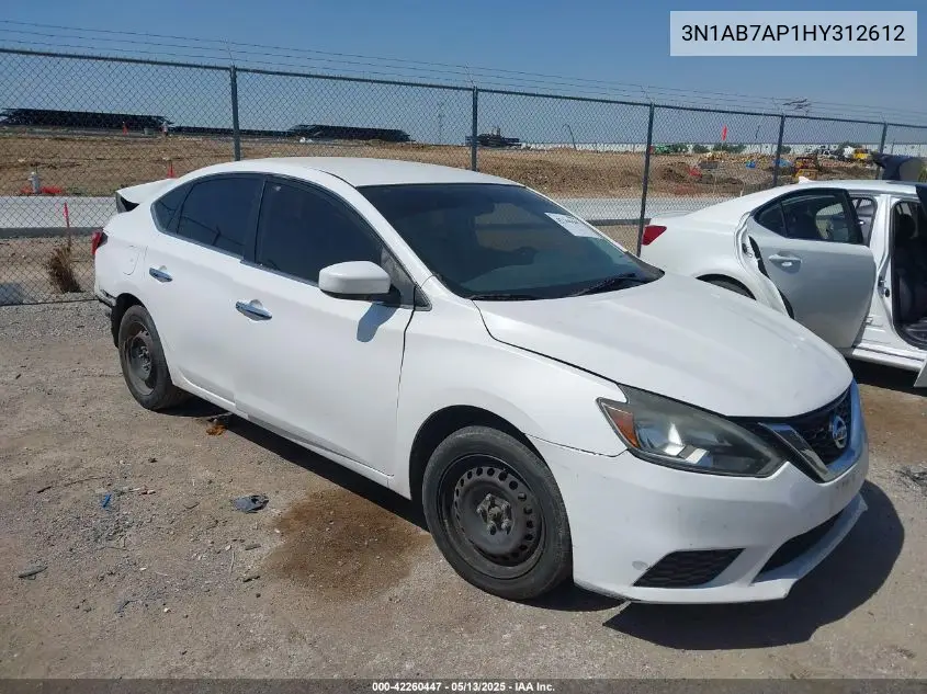 2017 Nissan Sentra Sv VIN: 3N1AB7AP1HY312612 Lot: 42260447