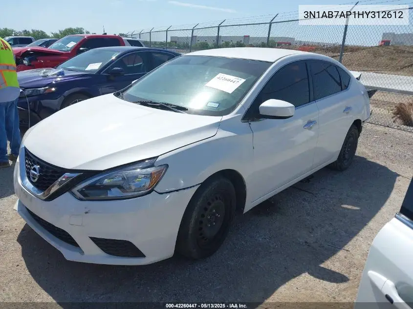 2017 Nissan Sentra Sv VIN: 3N1AB7AP1HY312612 Lot: 42260447