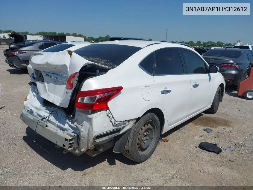2017 Nissan Sentra Sv VIN: 3N1AB7AP1HY312612 Lot: 42260447