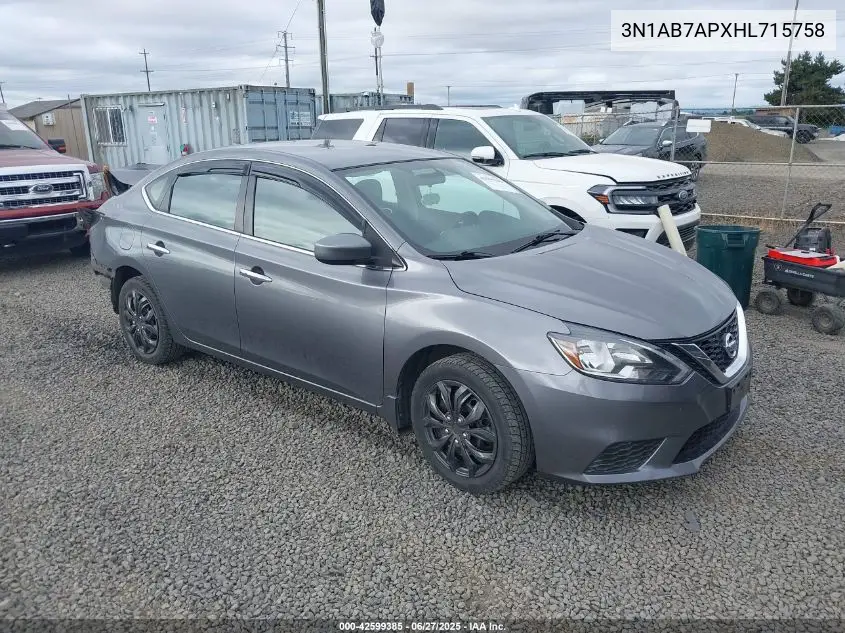 2017 Nissan Sentra Sv VIN: 3N1AB7APXHL715758 Lot: 42599385