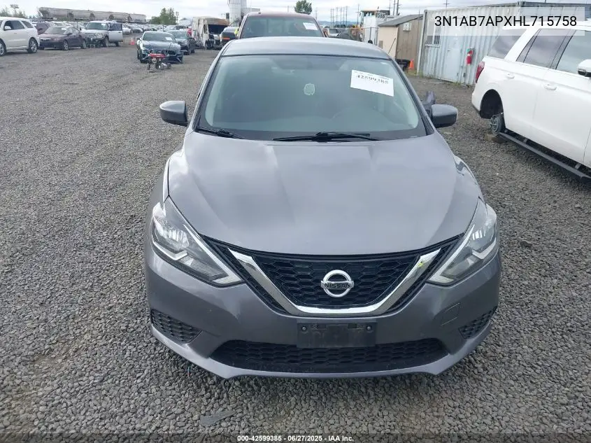 2017 Nissan Sentra Sv VIN: 3N1AB7APXHL715758 Lot: 42599385