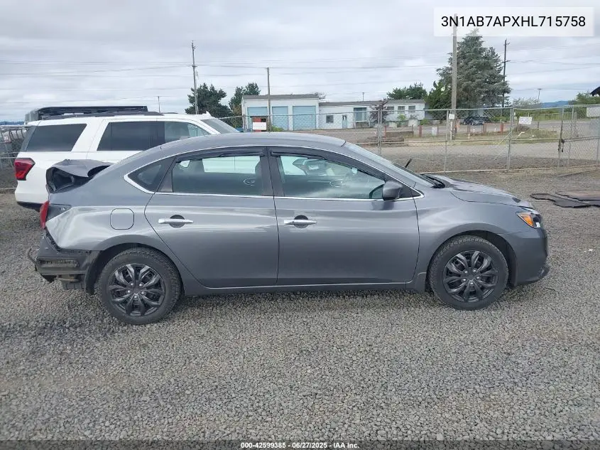 2017 Nissan Sentra Sv VIN: 3N1AB7APXHL715758 Lot: 42599385