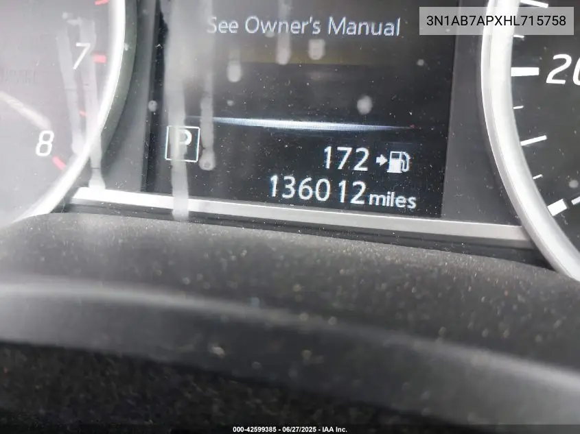 2017 Nissan Sentra Sv VIN: 3N1AB7APXHL715758 Lot: 42599385