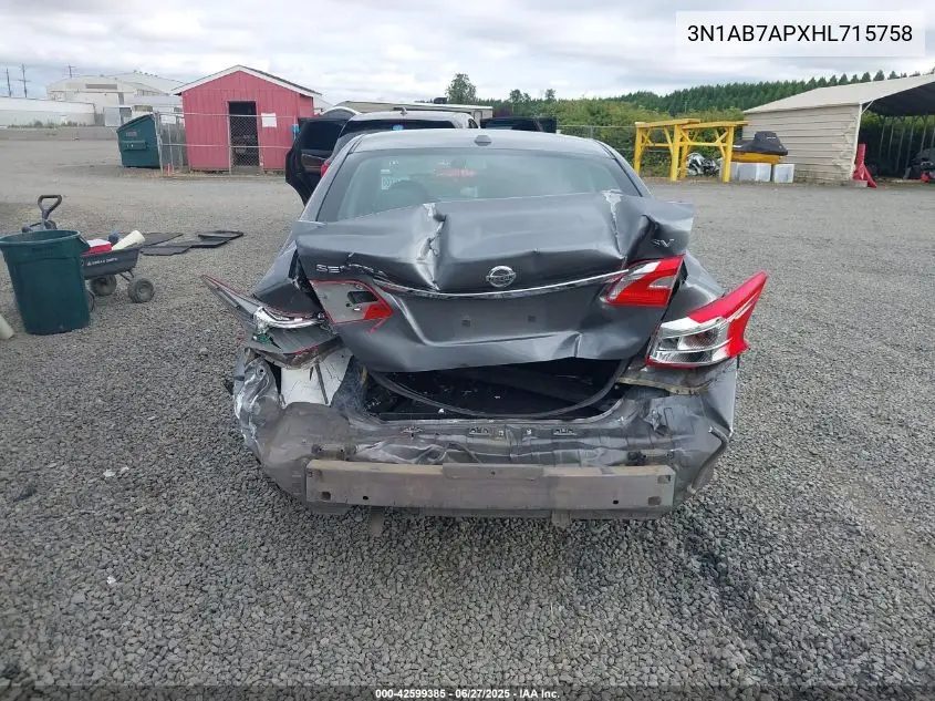 2017 Nissan Sentra Sv VIN: 3N1AB7APXHL715758 Lot: 42599385