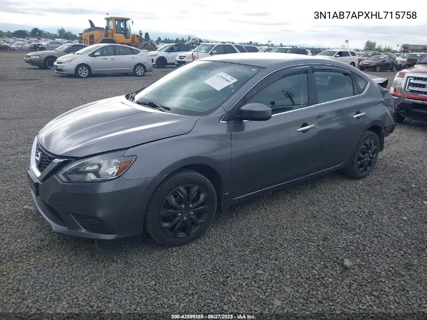 2017 Nissan Sentra Sv VIN: 3N1AB7APXHL715758 Lot: 42599385