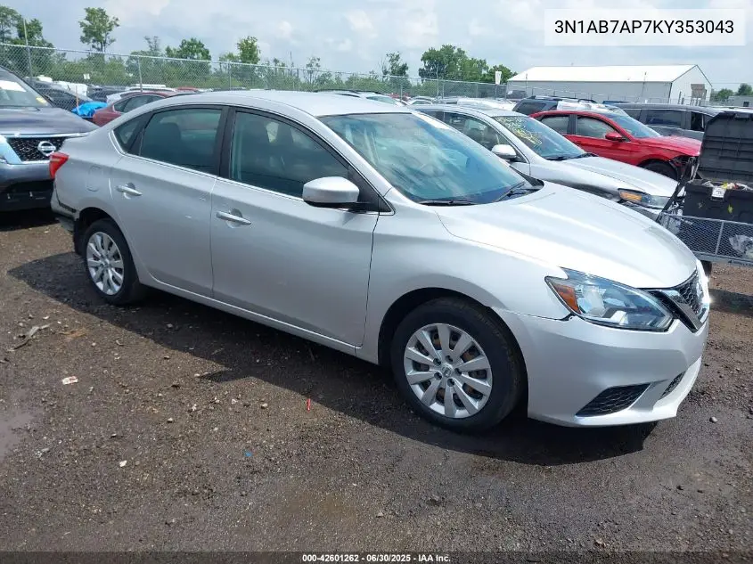 2019 Nissan Sentra S VIN: 3N1AB7AP7KY353043 Lot: 42601262