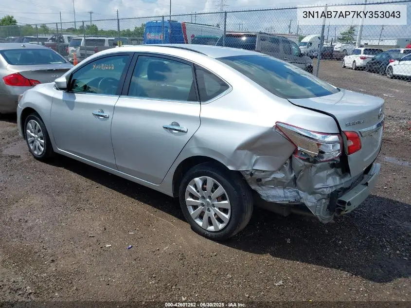 2019 Nissan Sentra S VIN: 3N1AB7AP7KY353043 Lot: 42601262