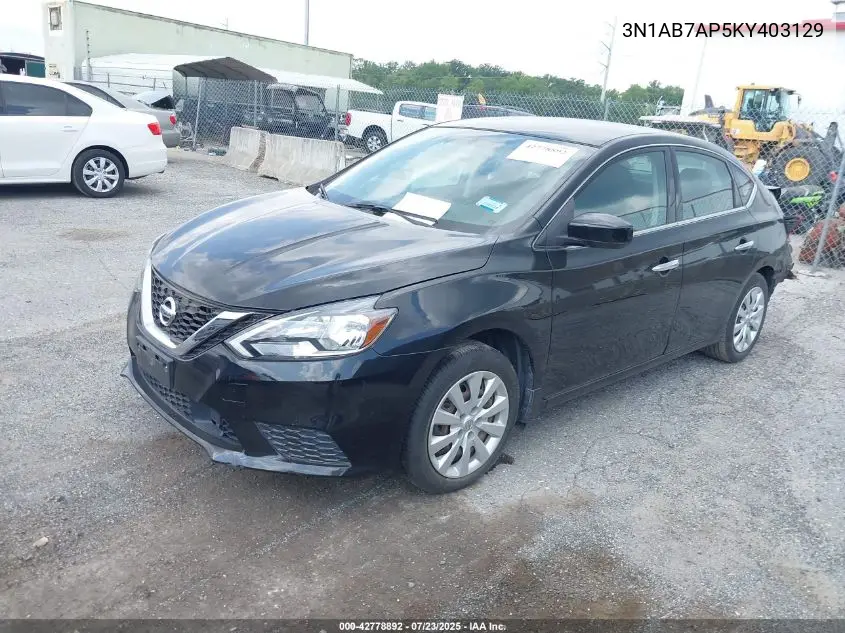 2019 Nissan Sentra S VIN: 3N1AB7AP5KY403129 Lot: 42778892
