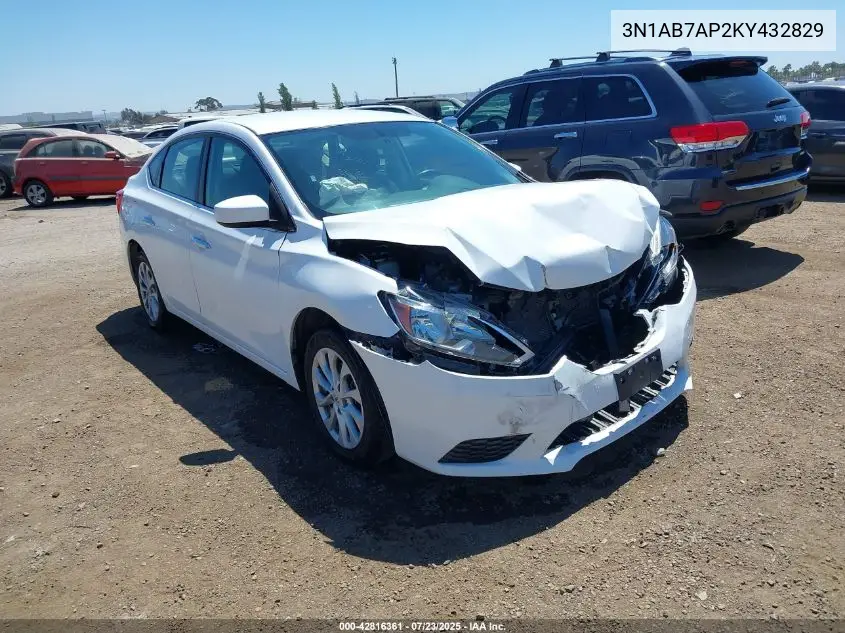 2019 Nissan Sentra Sv VIN: 3N1AB7AP2KY432829 Lot: 42816361