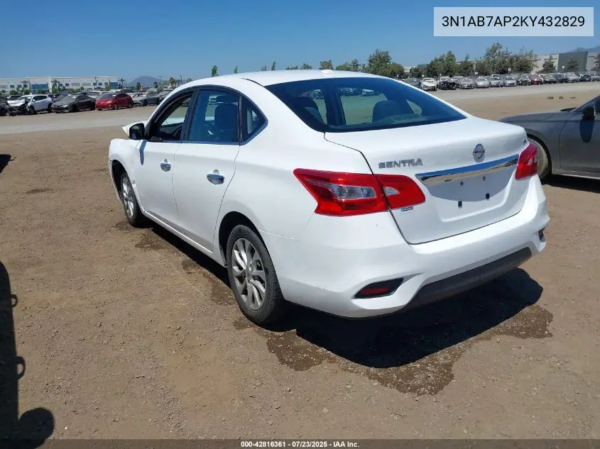 2019 Nissan Sentra Sv VIN: 3N1AB7AP2KY432829 Lot: 42816361