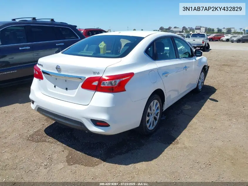 2019 Nissan Sentra Sv VIN: 3N1AB7AP2KY432829 Lot: 42816361