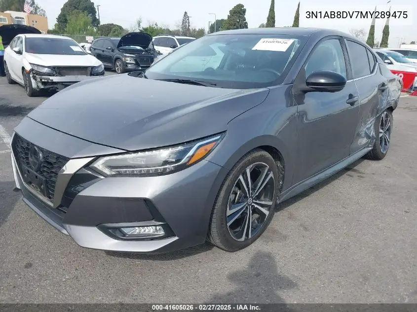 2021 Nissan Sentra Sr Xtronic Cvt VIN: 3N1AB8DV7MY289475 Lot: 41605026