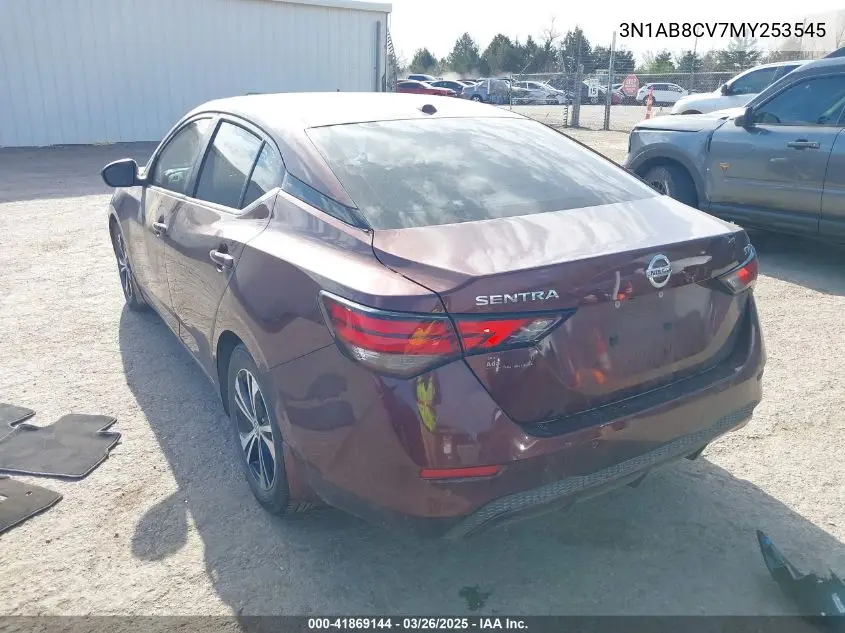 2021 Nissan Sentra Sv Xtronic Cvt VIN: 3N1AB8CV7MY253545 Lot: 41869144