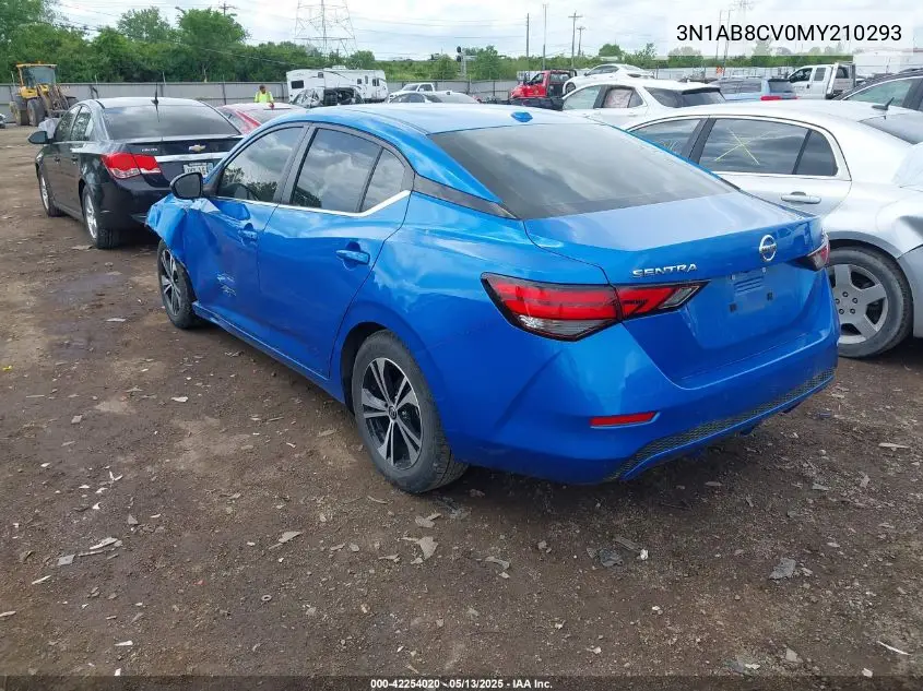 2021 Nissan Sentra Sv Xtronic Cvt VIN: 3N1AB8CV0MY210293 Lot: 42254020