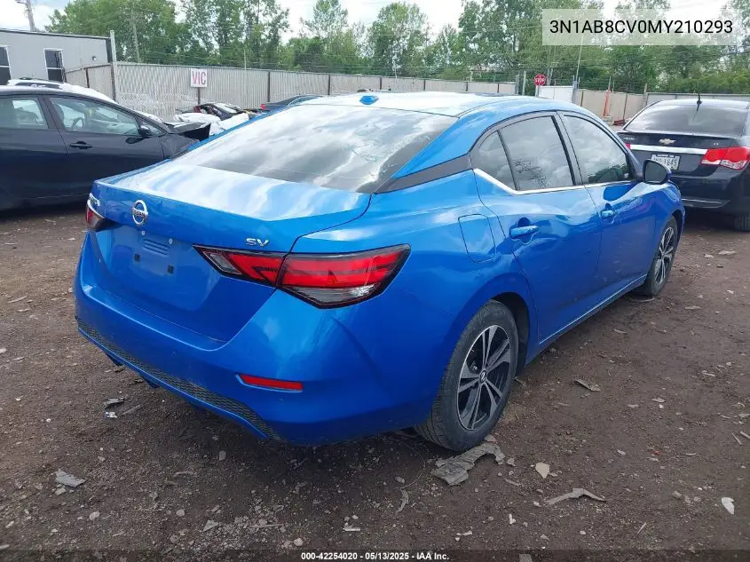 2021 Nissan Sentra Sv Xtronic Cvt VIN: 3N1AB8CV0MY210293 Lot: 42254020