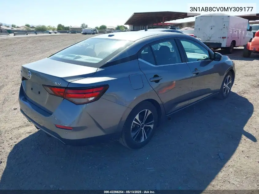 2021 Nissan Sentra Sv Xtronic Cvt VIN: 3N1AB8CV0MY309177 Lot: 42266254