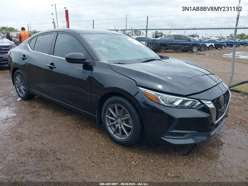 2021 Nissan Sentra S Xtronic Cvt VIN: 3N1AB8BV8MY231152 Lot: 42618697