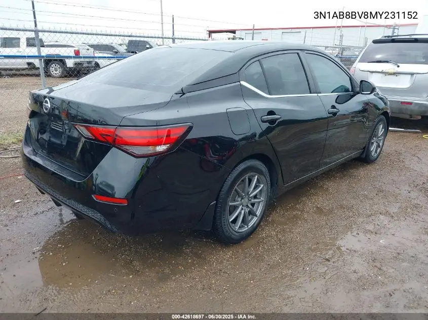 2021 Nissan Sentra S Xtronic Cvt VIN: 3N1AB8BV8MY231152 Lot: 42618697