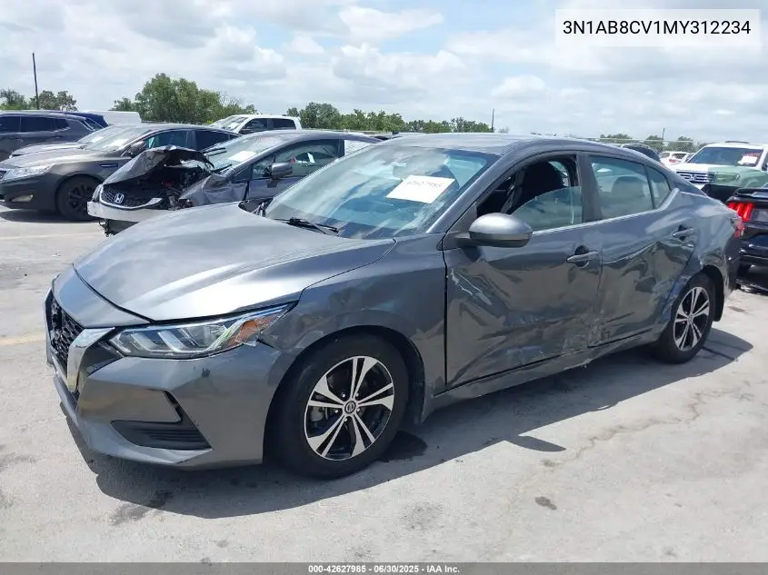 3n1ab8cv1my312234 3N1AB8CV1MY312234 2021 Nissan Sentra Sv Xtronic Cvt