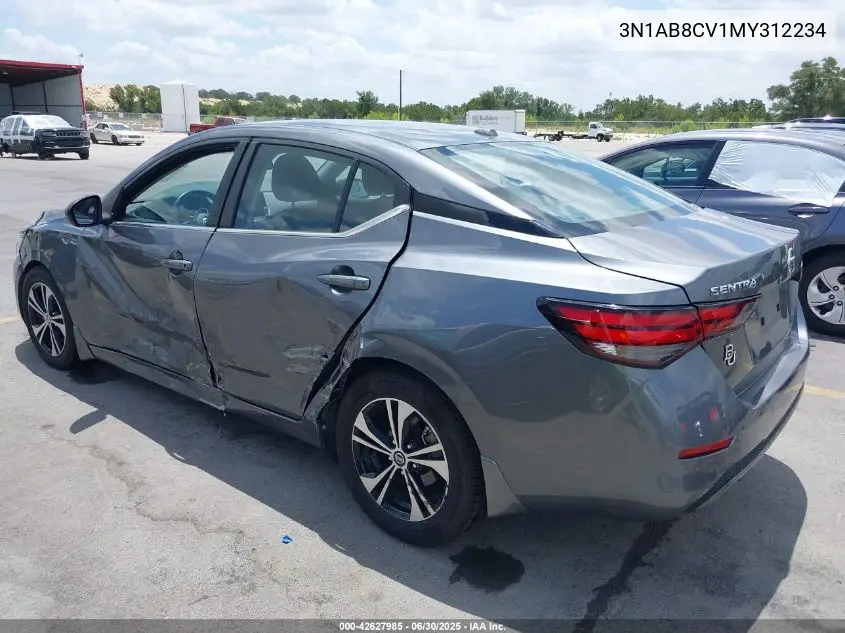 3n1ab8cv1my312234 3N1AB8CV1MY312234 2021 Nissan Sentra Sv Xtronic Cvt