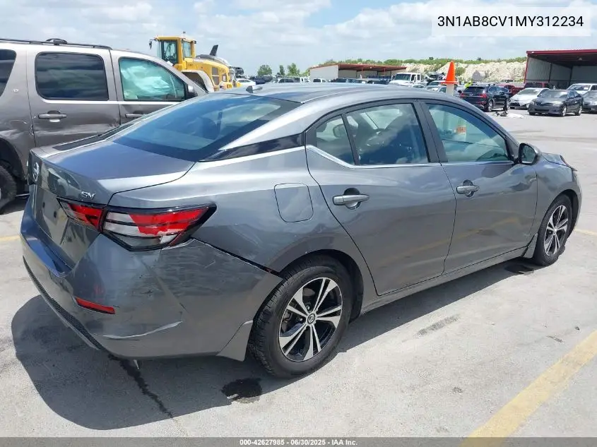 3n1ab8cv1my312234 3N1AB8CV1MY312234 2021 Nissan Sentra Sv Xtronic Cvt