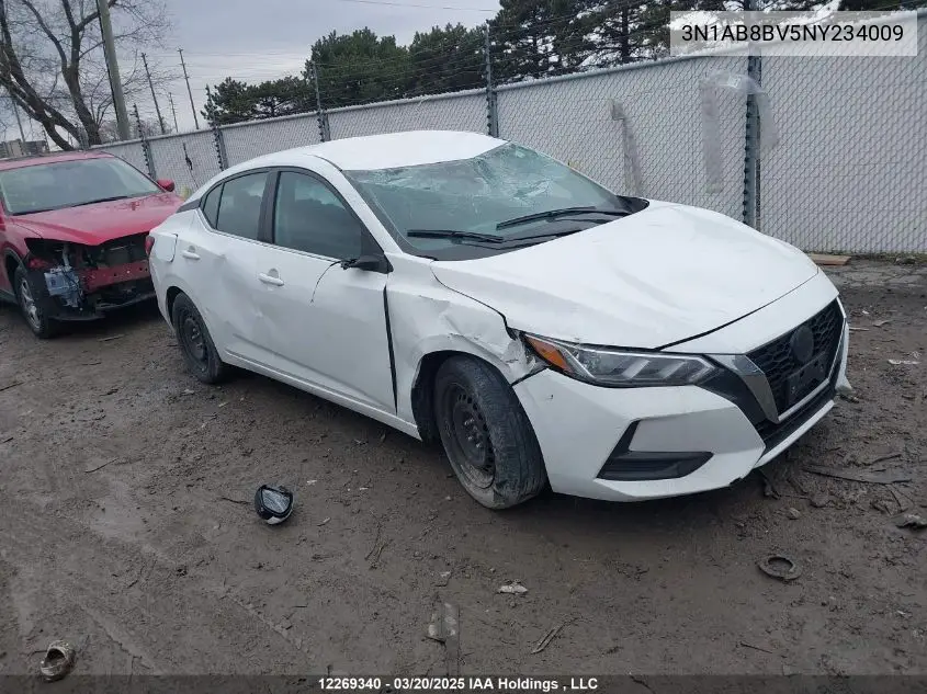 2022 Nissan Sentra S/S Plus VIN: 3N1AB8BV5NY234009 Lot: 12269340X