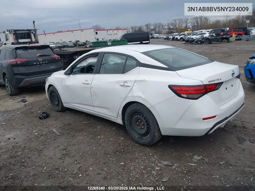 2022 Nissan Sentra S/S Plus VIN: 3N1AB8BV5NY234009 Lot: 12269340X