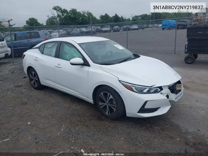 2022 Nissan Sentra Sv Xtronic Cvt VIN: 3N1AB8CV2NY219837 Lot: 42624276
